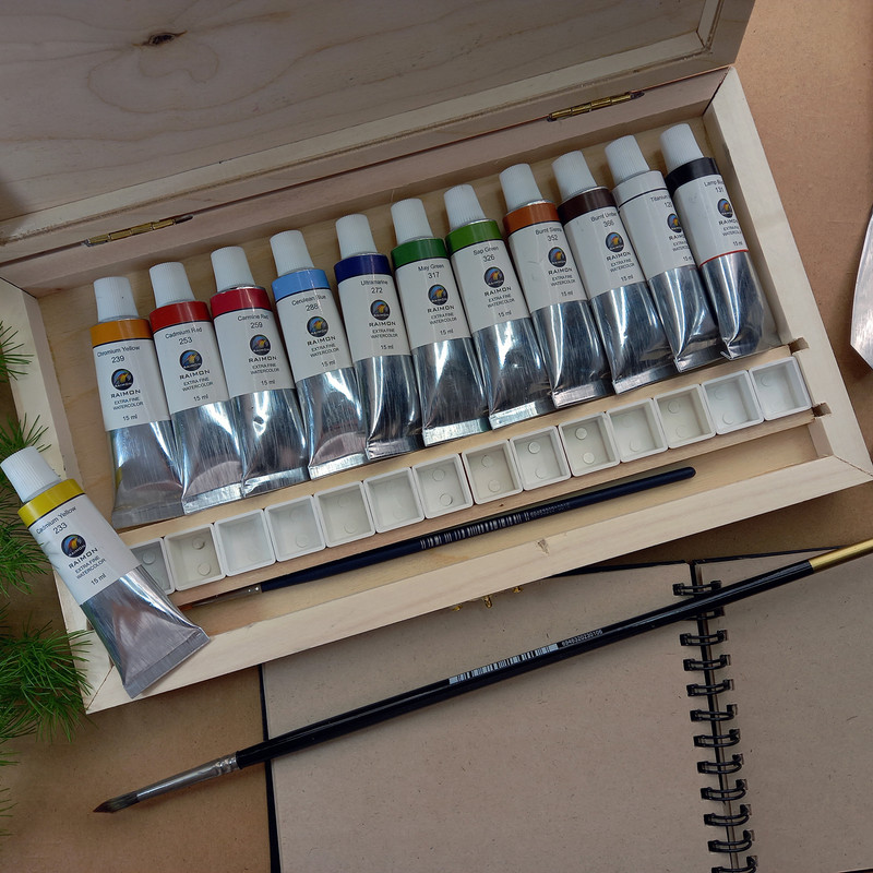 آبرنگ رایمون جعبه چوبی 12 رنگ مدل Extra Fine