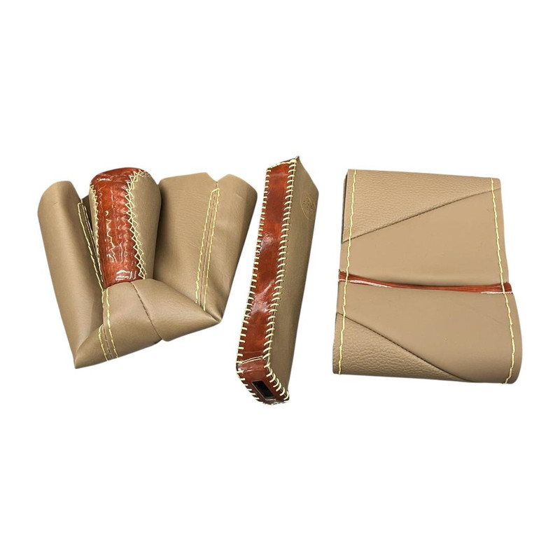 روکش فرمان مدل WOOD-GT به همراه سردنده و گردگیر دنده و روکش ترمز دستی مناسب برای پژو 405