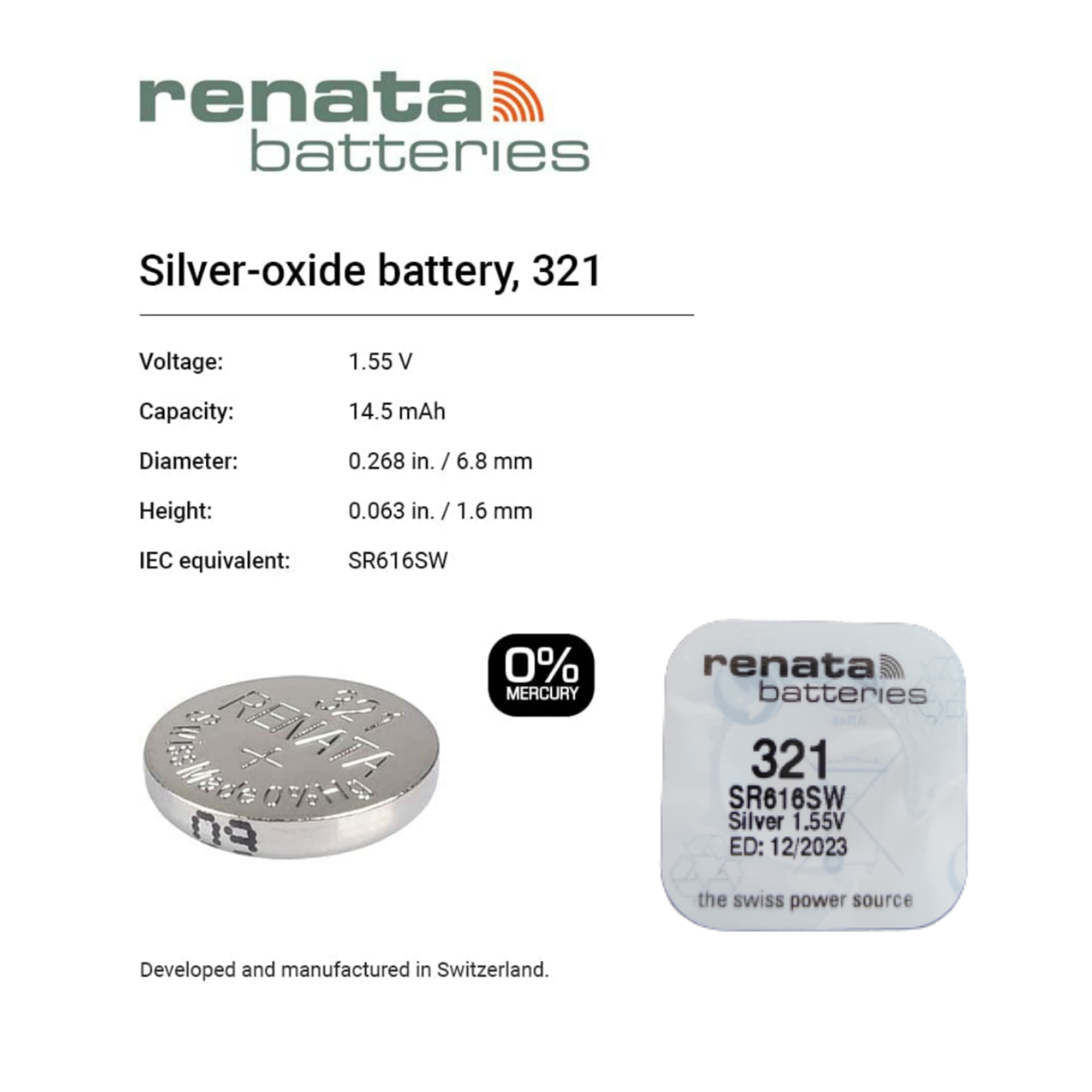 باتری ساعت رناتا مدل 321 SR616SW