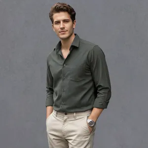 پیراهن آستین بلند یقه برگردان مردانه مدل 1209