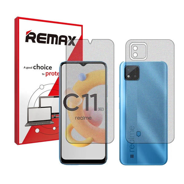 محافظ صفحه نمایش مات ریمکس مدل HyMTT مناسب برای گوشی موبایل ریلمی C11 (2021) به همراه محافظ پشت گوشی
