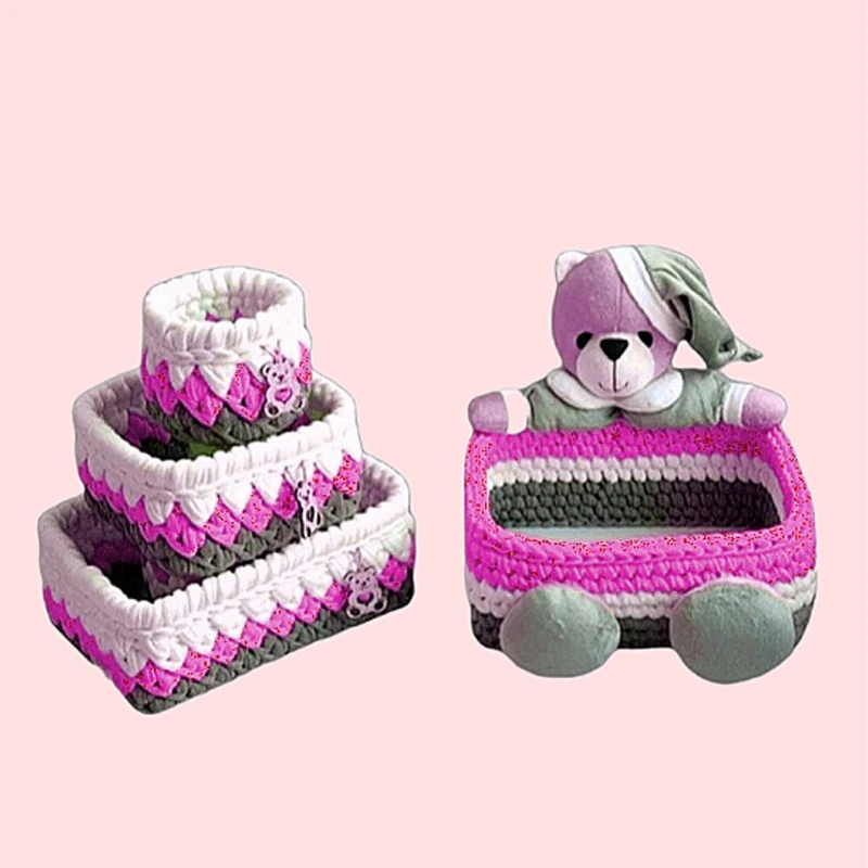 ست سبد وسایل کودک مدل دخترانه طرح خرس مجموعه 4 عددی