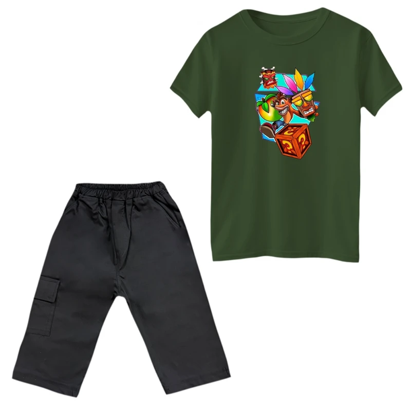 ست تی‌شرت و شلوارک پسرانه مدل کراش کد 4