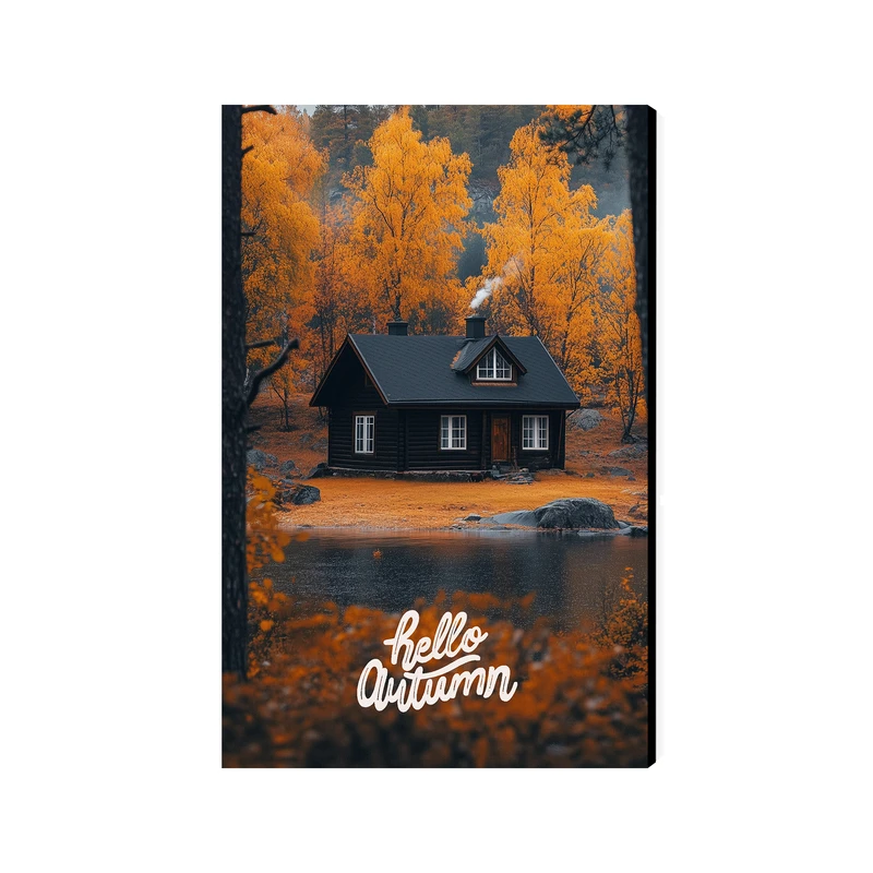 تابلو شاسی عرش مدل فانتزی منظره کلبه پاییزی کد As5180