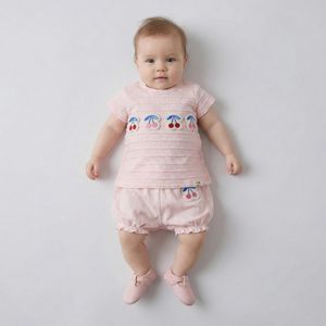 ست تی‌شرت آستین کوتاه و شلوارک راحتی نوزادی وان بای وان مدل چری