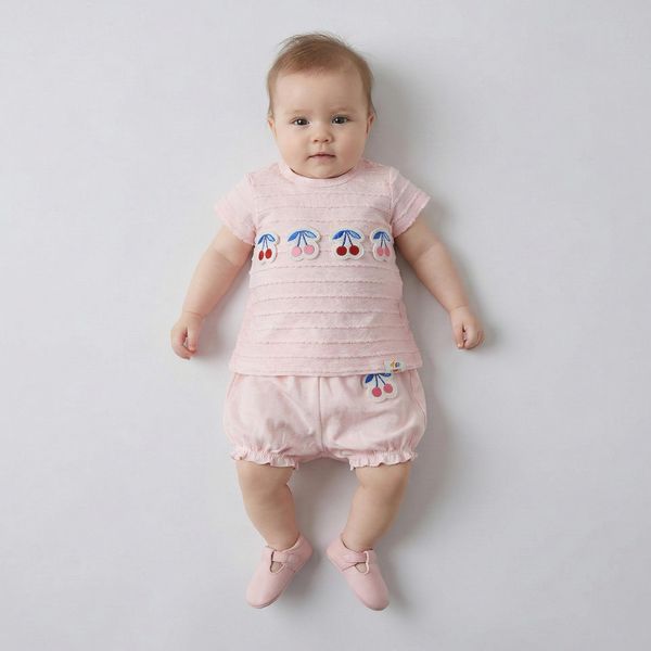 ست تی‌شرت آستین کوتاه و شلوارک راحتی نوزادی وان بای وان مدل چری