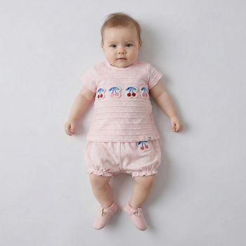 ست تیشرت آستین کوتاه و شلوارک راحتی نوزادی وان بای وان مدل چری