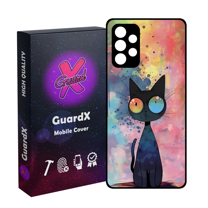 کاور گارد ایکس طرح گربه رنگی مدل Glass10799 مناسب برای گوشی موبایل سامسونگ Galaxy A32 4G
