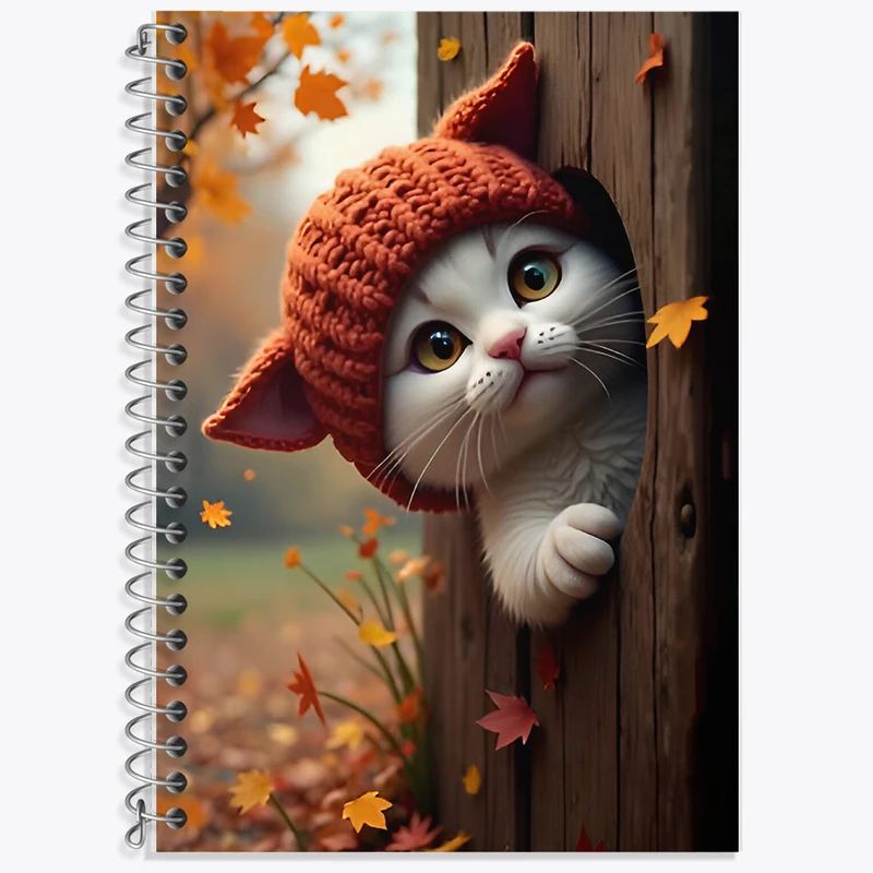 دفتر زبان 50 برگ خندالو مدل دو خط طرح گربه بامزه کد F7249