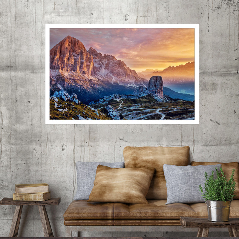 تابلو نوری بکلیت طرح کوه های دولومیت درخشان در غروب آفتاب مدل W-MO1478