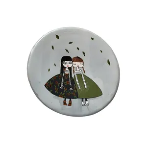 بشقاب دیوار کوب سفالی طرح فانتزی مدل HT-0360