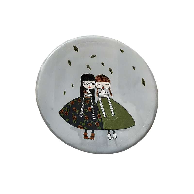 بشقاب دیوار کوب سفالی طرح فانتزی مدل HT-0360