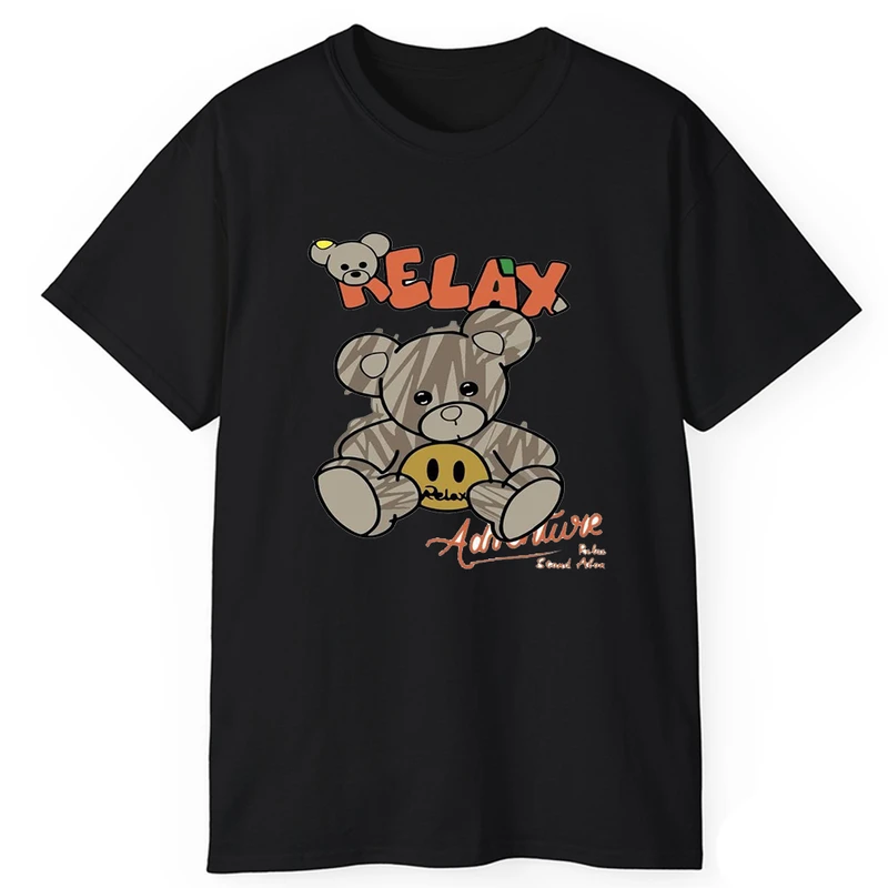 تی‌شرت آستین کوتاه مردانه پاد آفرین مدل خرس خط خطی کد 02