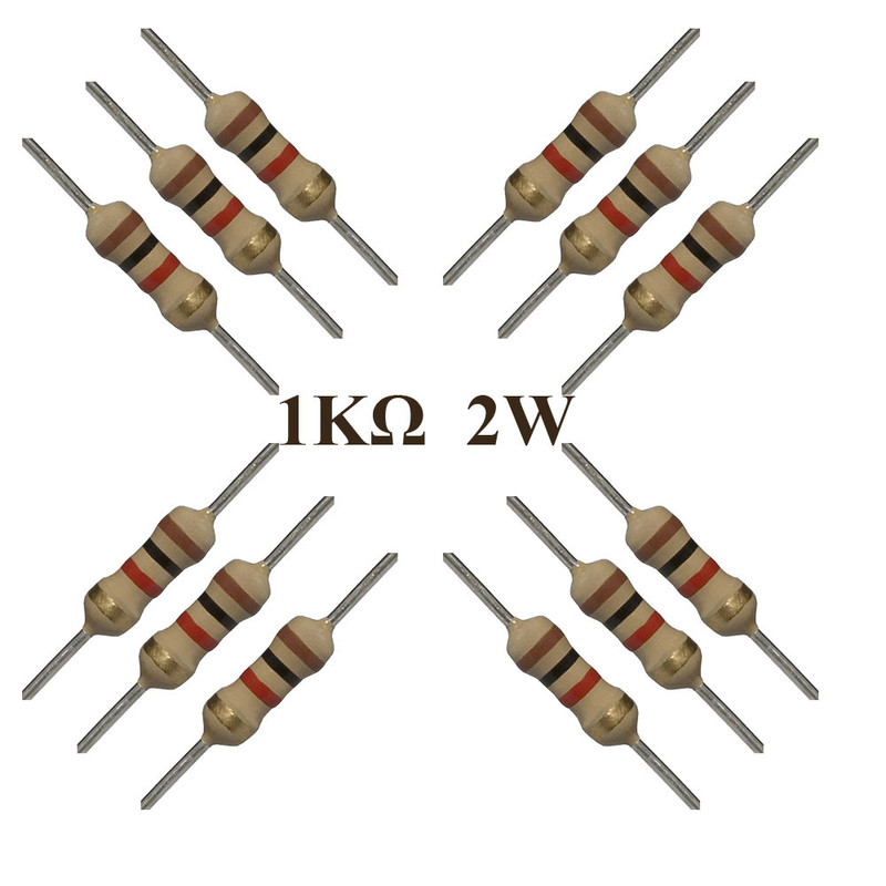 مقاومت 1 کیلو اهم 2 وات کد 1K-2w بسته 12 عددی