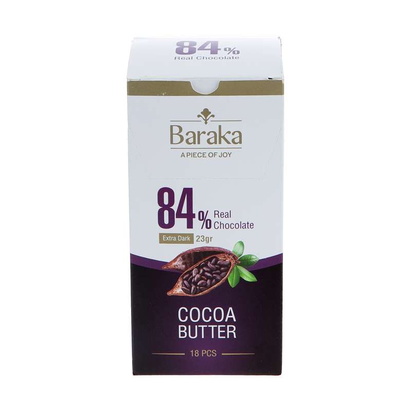 شکلات تلخ 84 درصد باراکا - 23 گرم بسته 18 عددی 