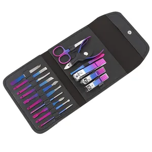 ست مانیکور و پدیکور مدل کیف چرمی کد Gradient مجموعه 16 عددی