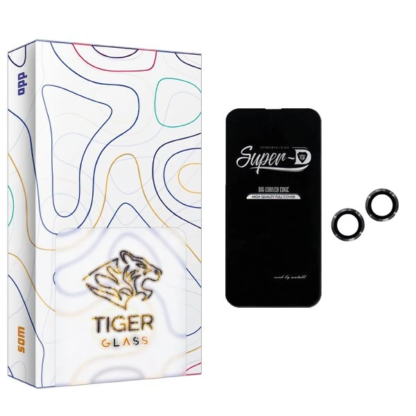 محافظ صفحه نمایش تایگر گلس مدل APL2 SuperD مناسب برای گوشی موبایل اپل iPhone 13  به همراه محافظ لنز گوشی