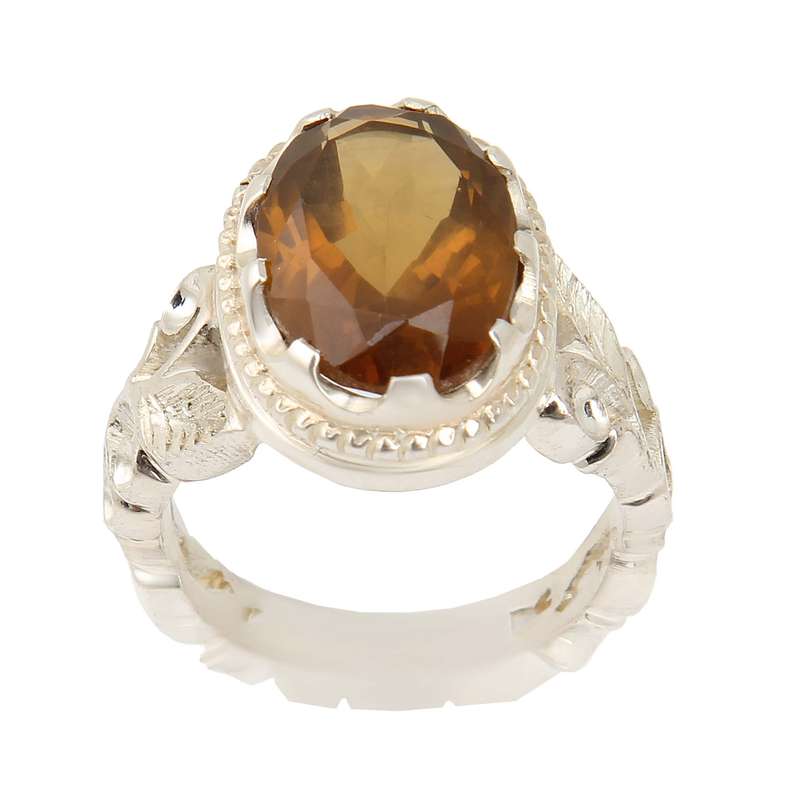 انگشتر نقره مردانه بازرگانی میلادی مدل سنگ سیترین کد AM_2339