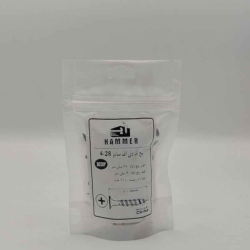 پیچ ام دی اف هامر مدل 4x28mm بسته 100 عددی