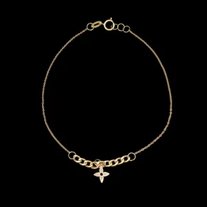 تخفیف دستبند زنجیری طلا 18 عیار زنانه ناریا مدل استار