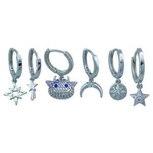 گوشواره زنانه وای اس ایکس مدل ماه و ستاره کد E4171 مجموعه 6 عددی