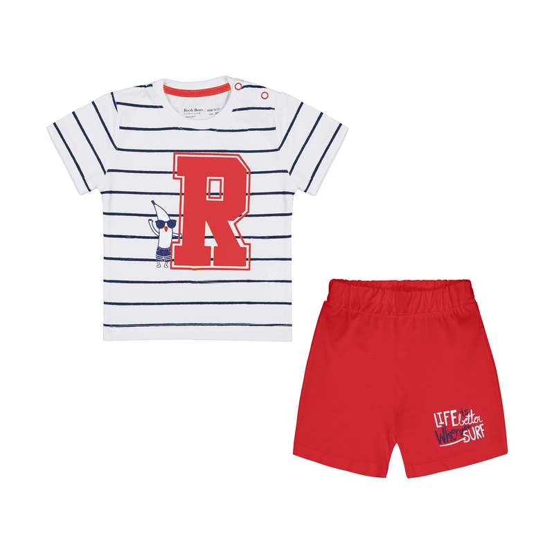 ست تی شرت و شلوارک نوزادی پسرانه روح مدل 2181101-5