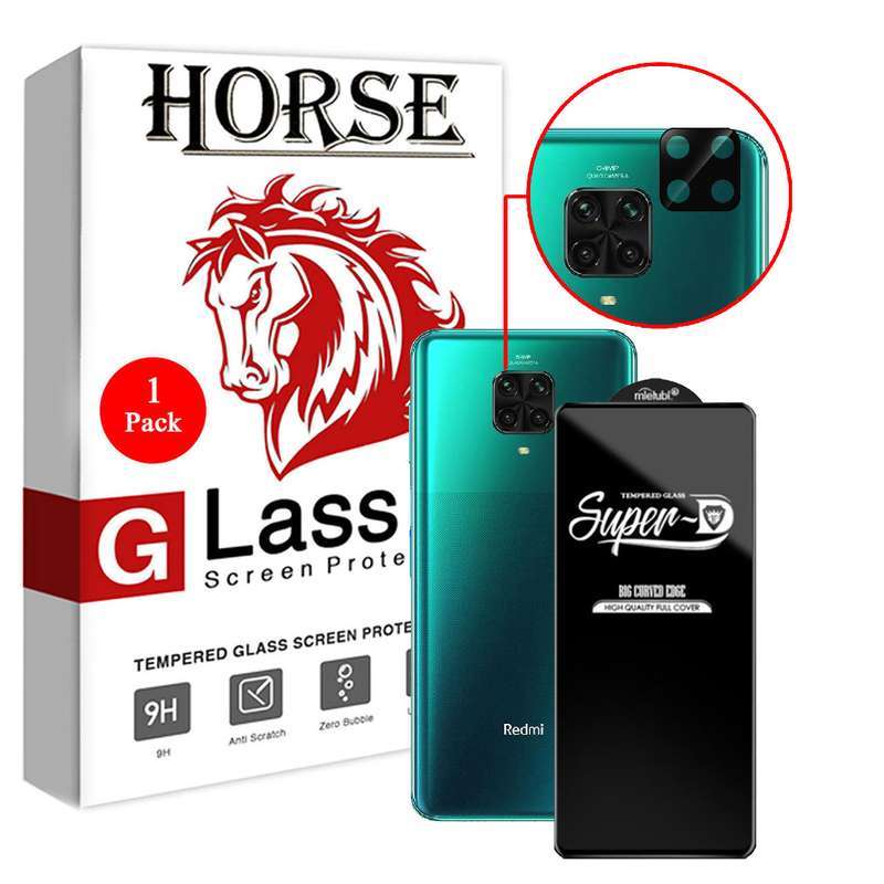 محافظ لنز دوربین هورس مدل 2SFA مناسب برای گوشی موبایل شیائومی Redmi Note 9 Pro به همراه محافظ صفحه نمایش