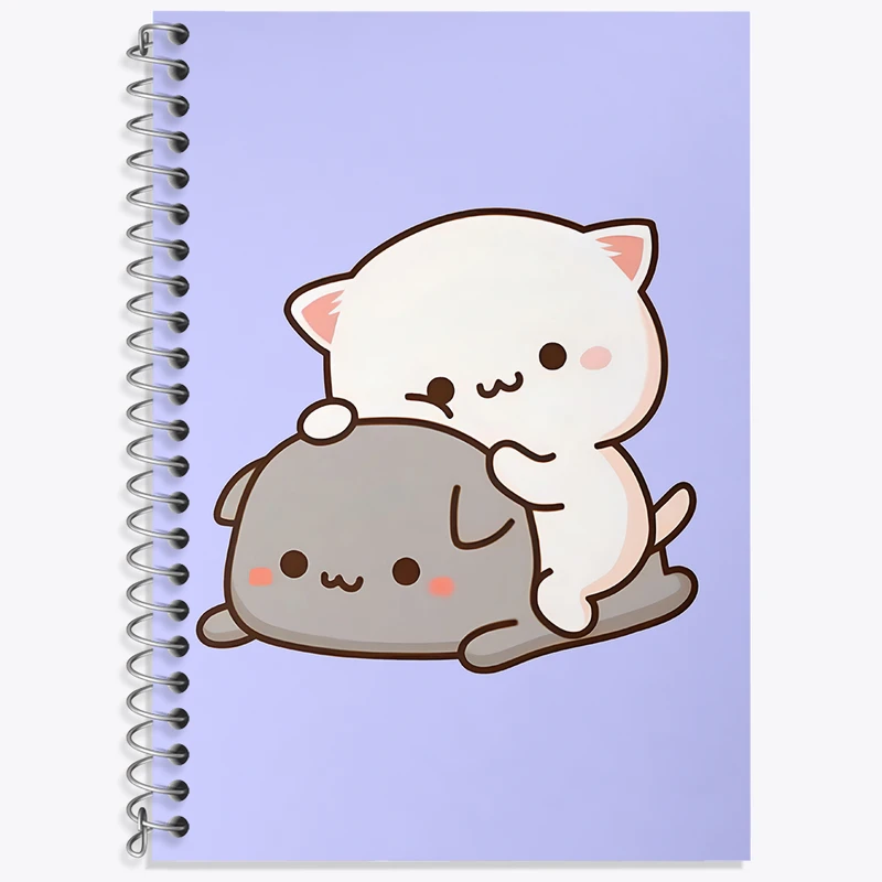 دفتر زبان 50 برگ خندالو مدل دو خط طرح گربه های کیوت کد N2002