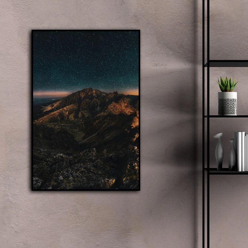 تابلو بکلیت طرح منظره کوهستانی مدل B-D2084 فریم مشکی