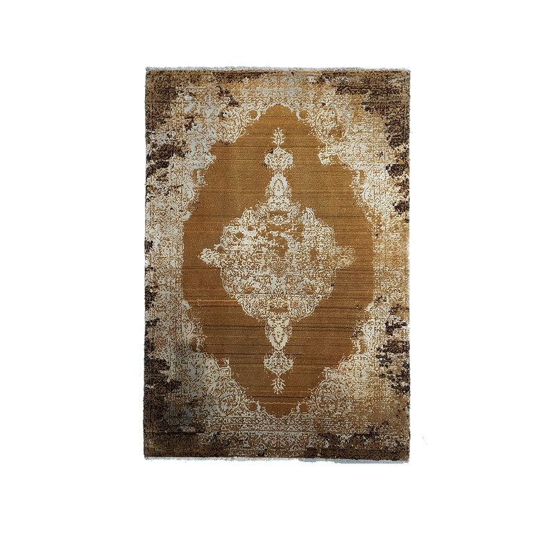 فرش دستبافت یک و نیم متری طرح لچک ترنج صحرا