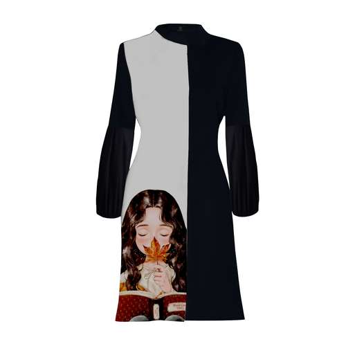 مانتو زنانه 27 طرح پاییزی کد h04 رنگ طوسی