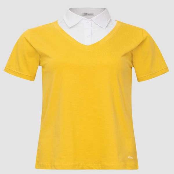 پولوشرت آستین کوتاه زنانه مدل یقه دار رنگ زرد