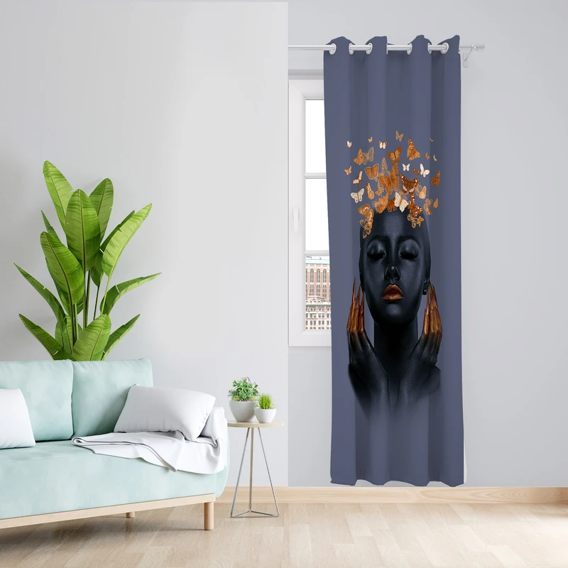 پرده طرح چهره مدل مخمل پانچی کد 1896 z سایز 140x200 سانتی متر