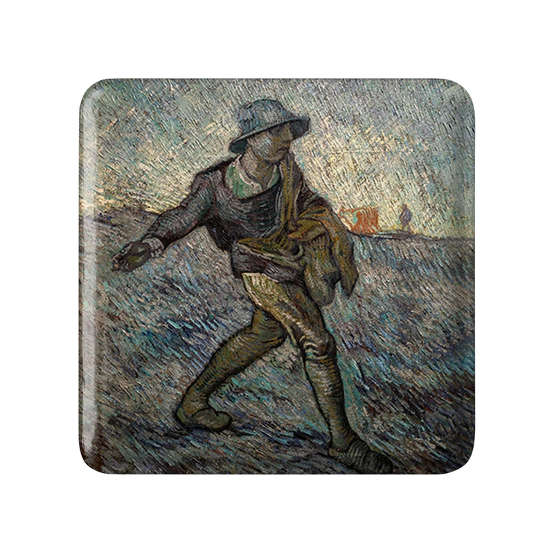 مگنت خندالو طرح بذر افشان ونسان ونگوگ (Van Gogh) مدل مربعی کد 36818