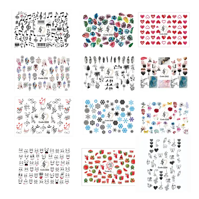 برچسب لنز ناخن مدل AR101 مجموعه 12 عددی