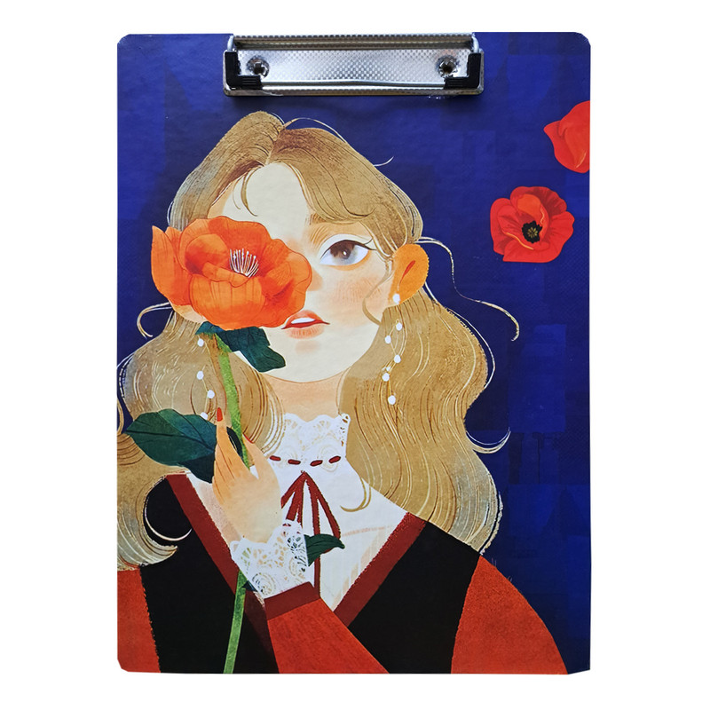 تخته شاسی سویل طرح دختر و گل شقایق کد 14 سایز A4