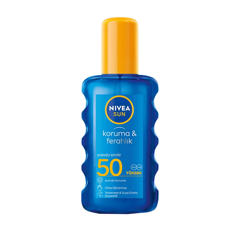 اسپری ضد آفتاب بدون رنگ نیوآ SPF 50 مدل ferahlik مناسب برای انواع پوست حجم 200 میلی لیتر