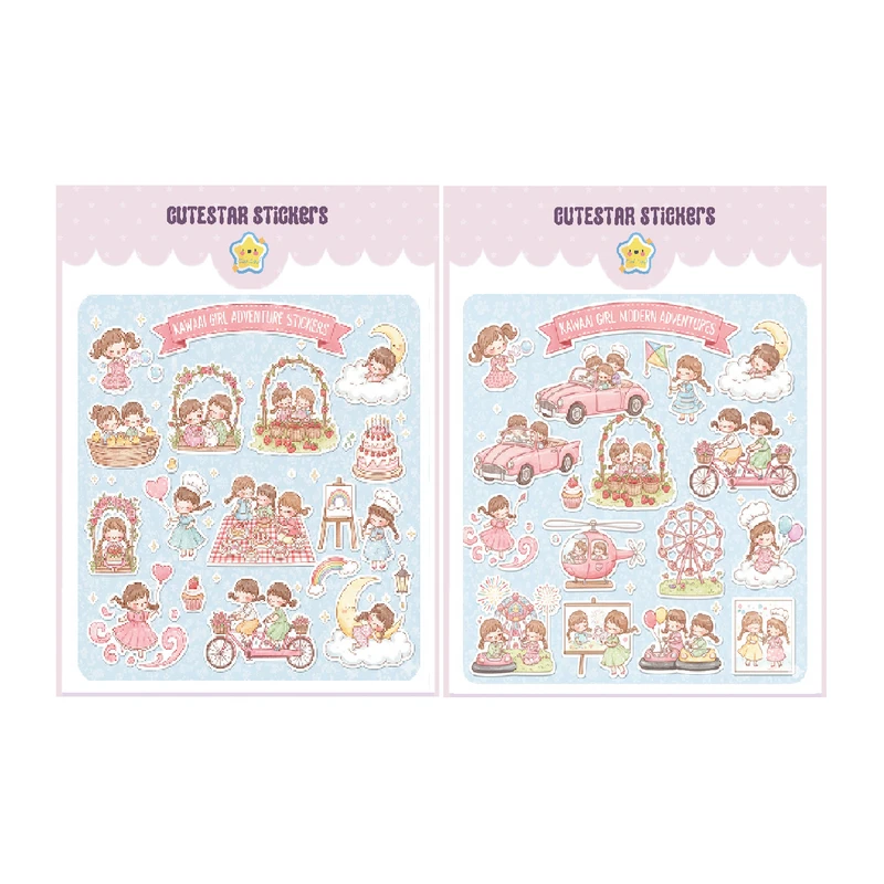 برچسب کیوت استار مدل اسکرپ بوک طرح دختر بانمک مجموعه دو عددی