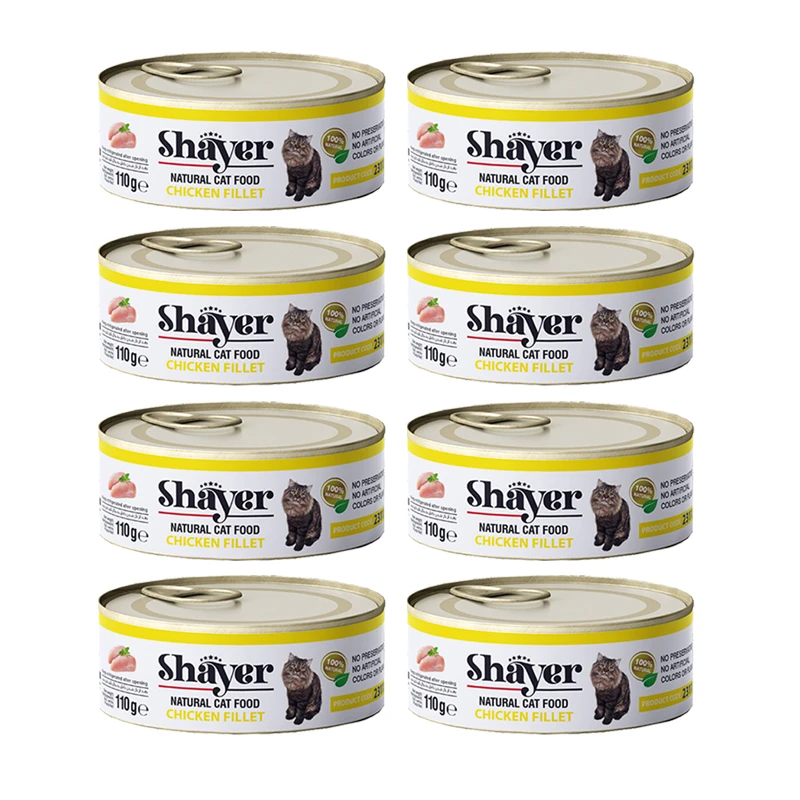   کنسرو گربه شایر مدل پته مرغ وزن 110 گرم بسته 8 عددی
