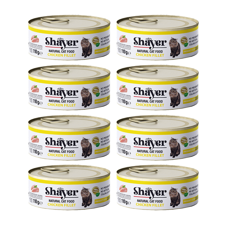 کنسرو گربه شایر مدل پته مرغ وزن 110 گرم بسته 8 عددی