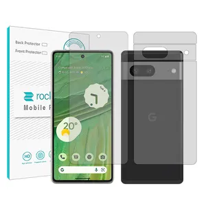 Rock space HyGEL model transparent screen protector suitable for Google Pixel 7 mobile phone along with the phone back protector