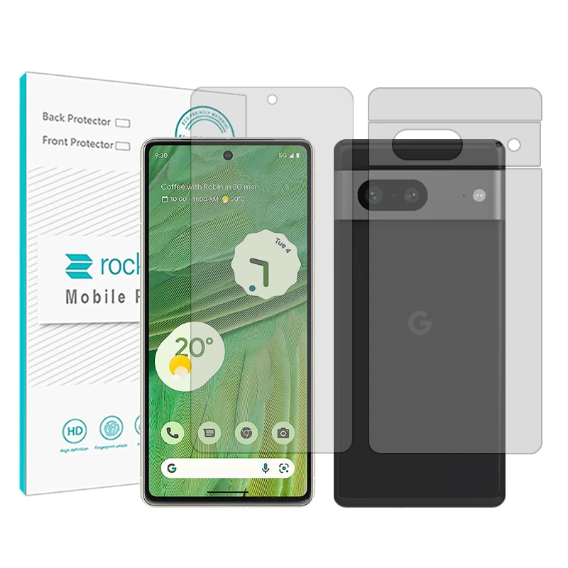 محافظ صفحه نمایش شفاف راک اسپیس مدل HyGEL مناسب برای گوشی موبایل گوگل Pixel 7 به همراه محافظ پشت گوشی