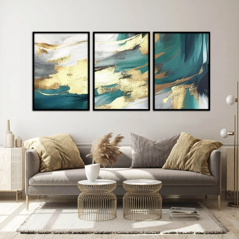تابلو آتریسا طرح آبستره مدرن مدل AT00532 مجموعه 3 عددی