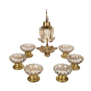 مجموعه ظروف هفت سین 6 پارچه چشمه نور مدل C2763به همراه چراغ رومیزی