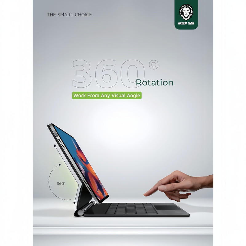 کیف کلاسوری کیبورد دار گرین لاین مدل Magic مناسب برای تبلت اپل iPad Air 11 (2024) / Air 10.9 / Pro 11