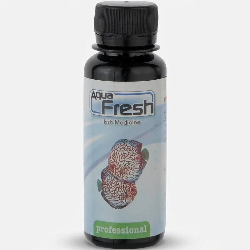 محلول ضدپوسیدگی دم و باله ماهی Aqua fresh حجم 100 میلی‌لیتر، کندکننده پیشرفت پوسیدگی، ضدباکتری، مناسب آب شیرین، قابلیت رویش مجدد باله‌ها