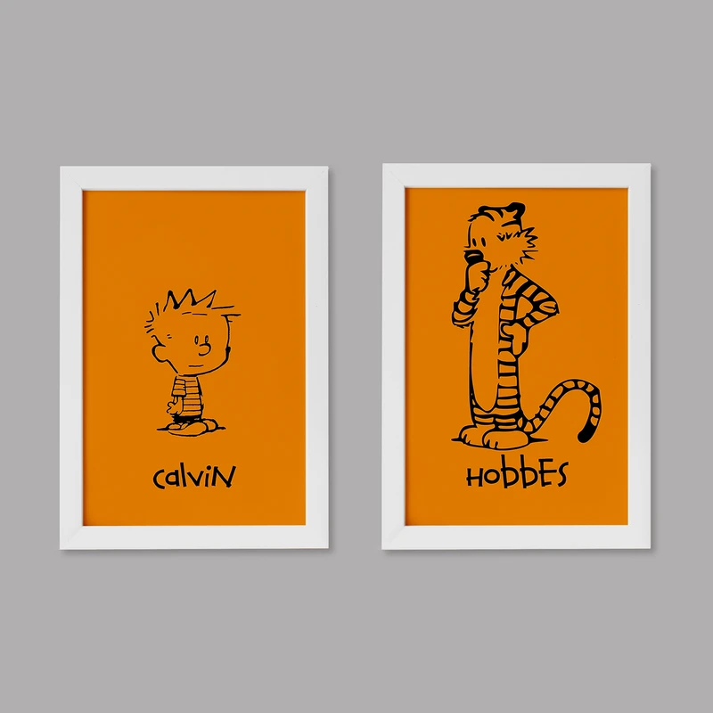 تابلو خندالو مدل دکوراتیو کالوین و هابز Calvin and Hobbes کد M42 مجموعه 2 عددی