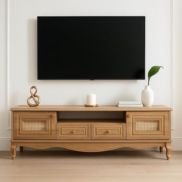 میز تلویزیون آرچین چوب مدل حصیری 180 سانت مناسب برای تلویزیون تا 75 اینچ