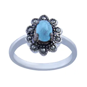 انگشتر نقره زنانه بازرگانی میلادی  مدل  فیروزه نیشابور کد AW_202