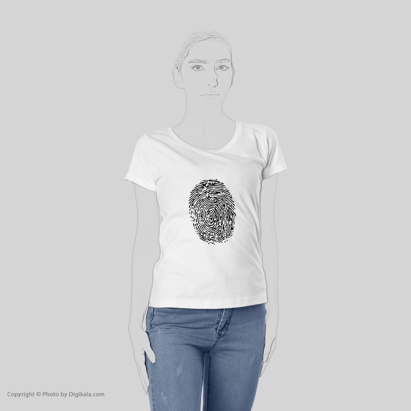 تی شرت زنانه به رسم طرح اثر انگشت کد 5553 -  - 5